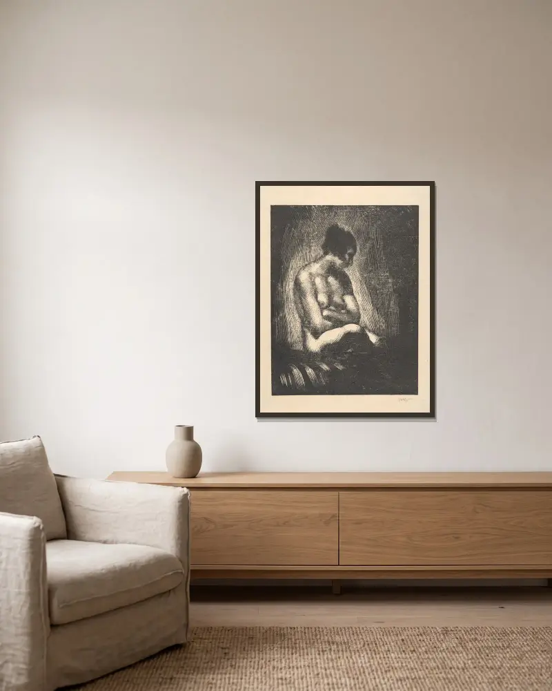 Akt im Abendlicht von Wojciech Weiss gerahmt an einer Wand