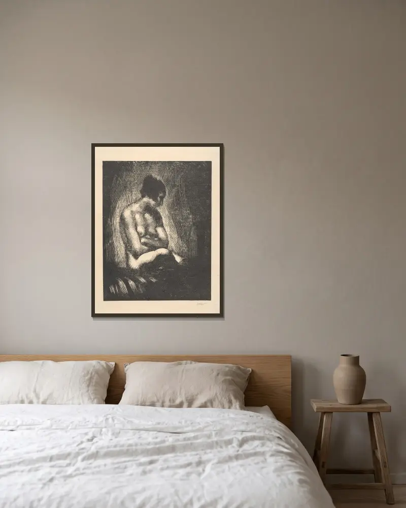 Akt im Abendlicht von Wojciech Weiss gerahmt an einer Wand