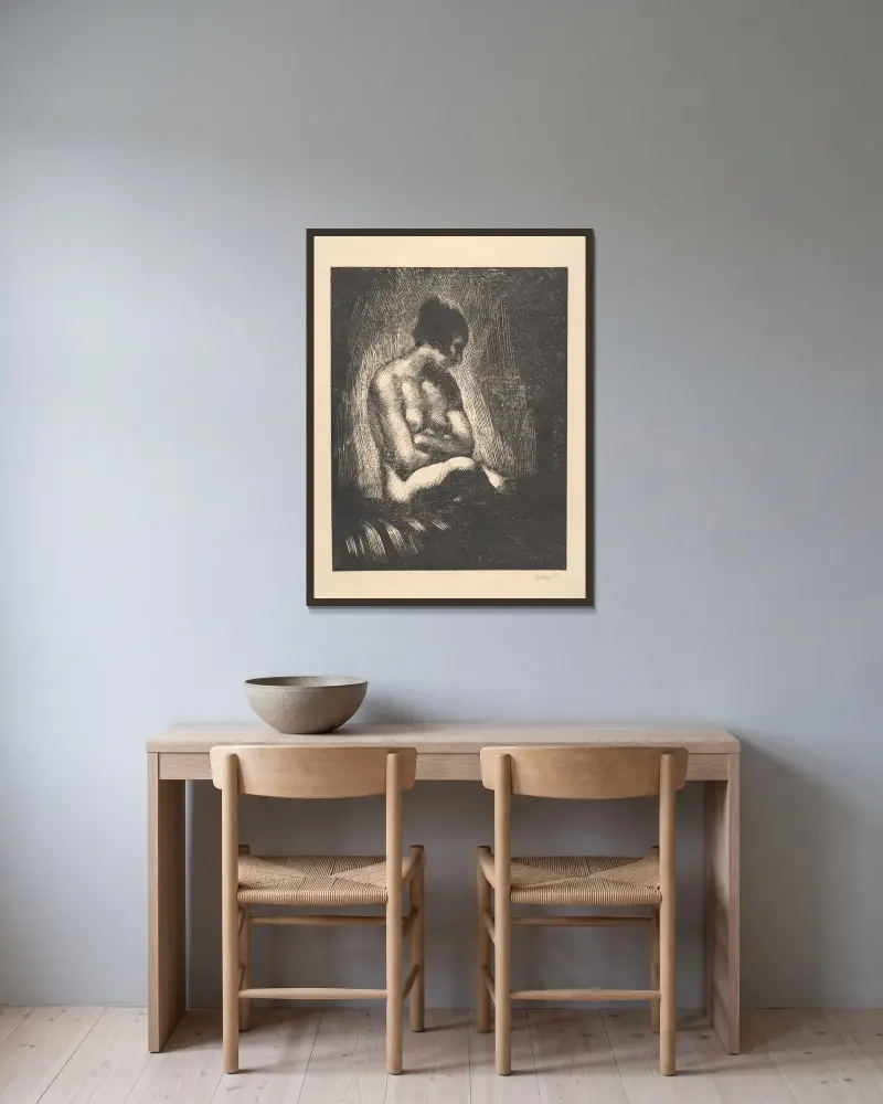 Akt im Abendlicht von Wojciech Weiss gerahmt an einer Wand