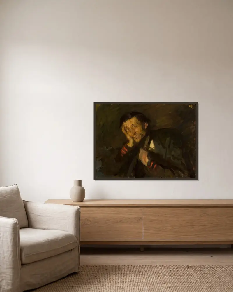 Schwindsüchtig von Wojciech Weiss gerahmt an einer Wand