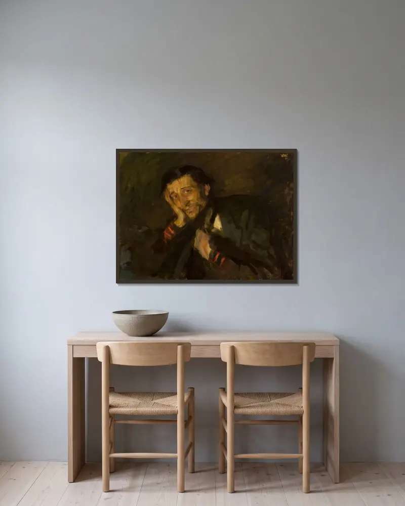 Schwindsüchtig von Wojciech Weiss gerahmt an einer Wand