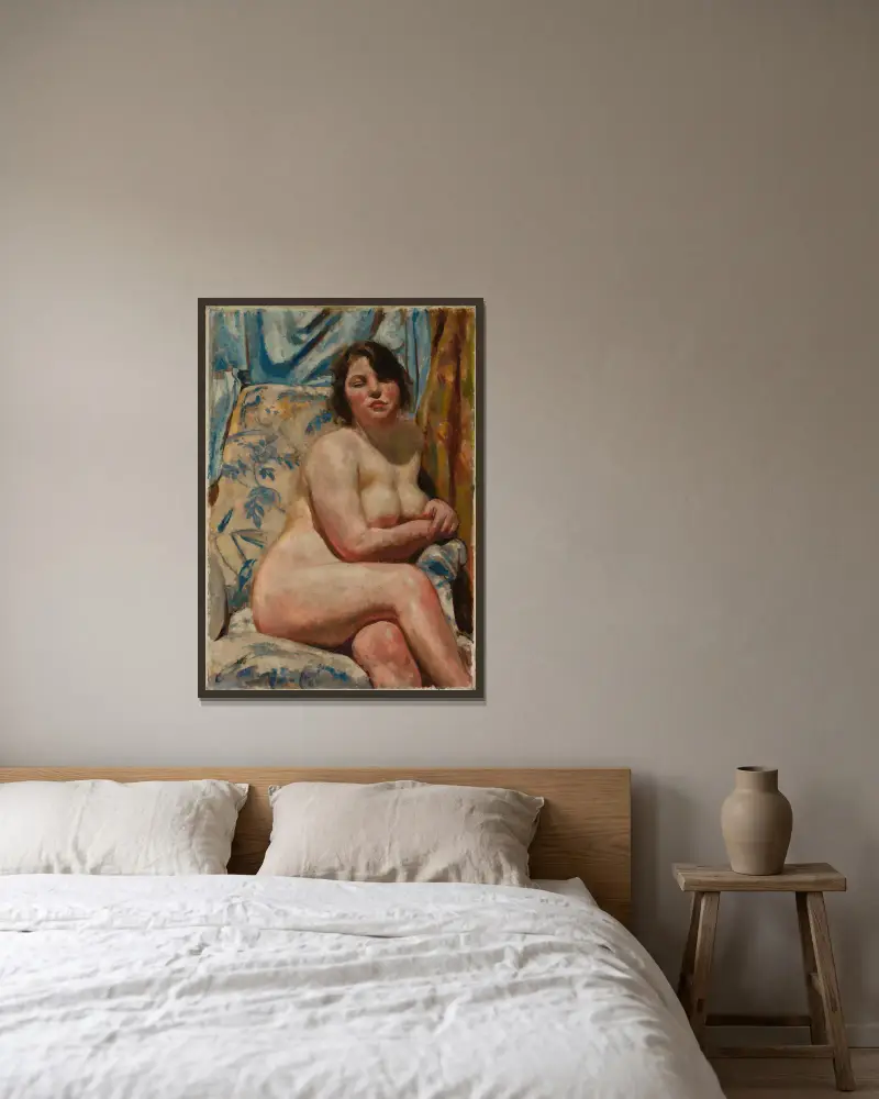 Weibliches Modell von Wojciech Weiss gerahmt an einer Wand