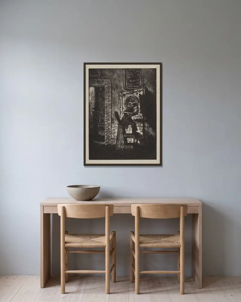Der Kopist in der Galerie von Wojciech Weiss gerahmt an einer Wand