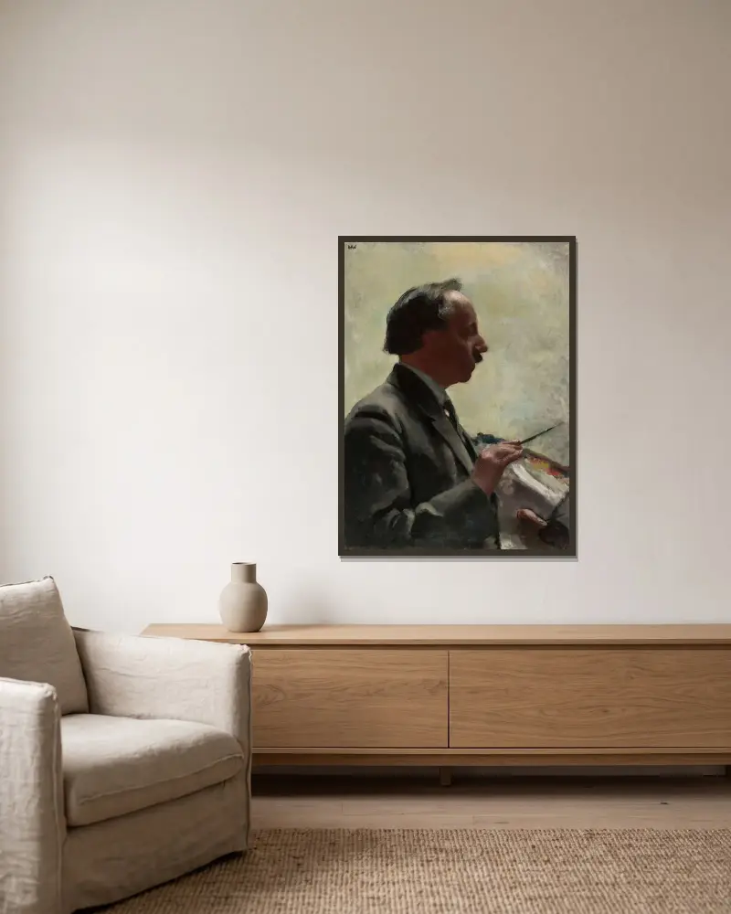 Selbstporträt, 1931 von Wojciech Weiss gerahmt an einer Wand