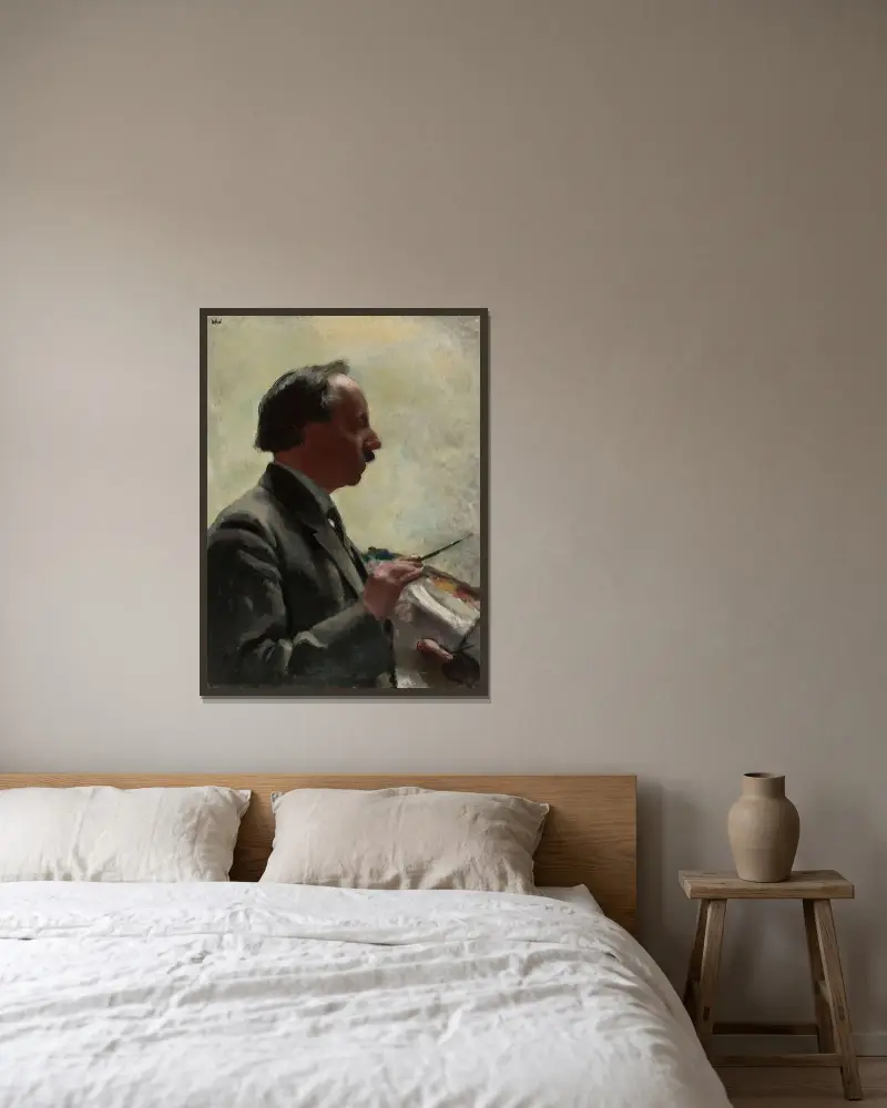 Selbstporträt, 1931 von Wojciech Weiss gerahmt an einer Wand