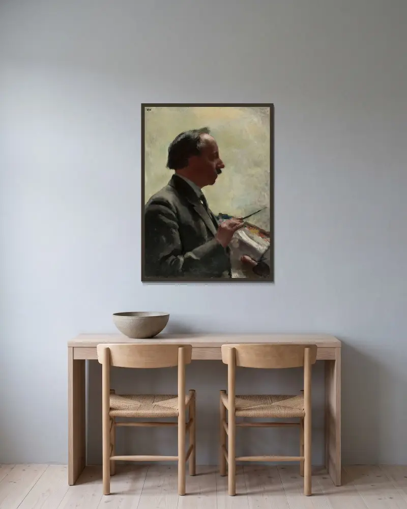 Selbstporträt, 1931 von Wojciech Weiss gerahmt an einer Wand