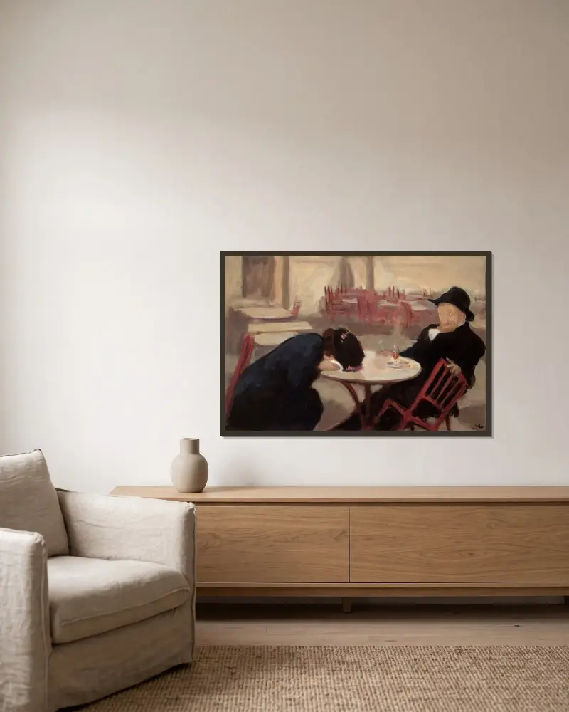 Der Dämon von Wojciech Weiss gerahmt an einer Wand