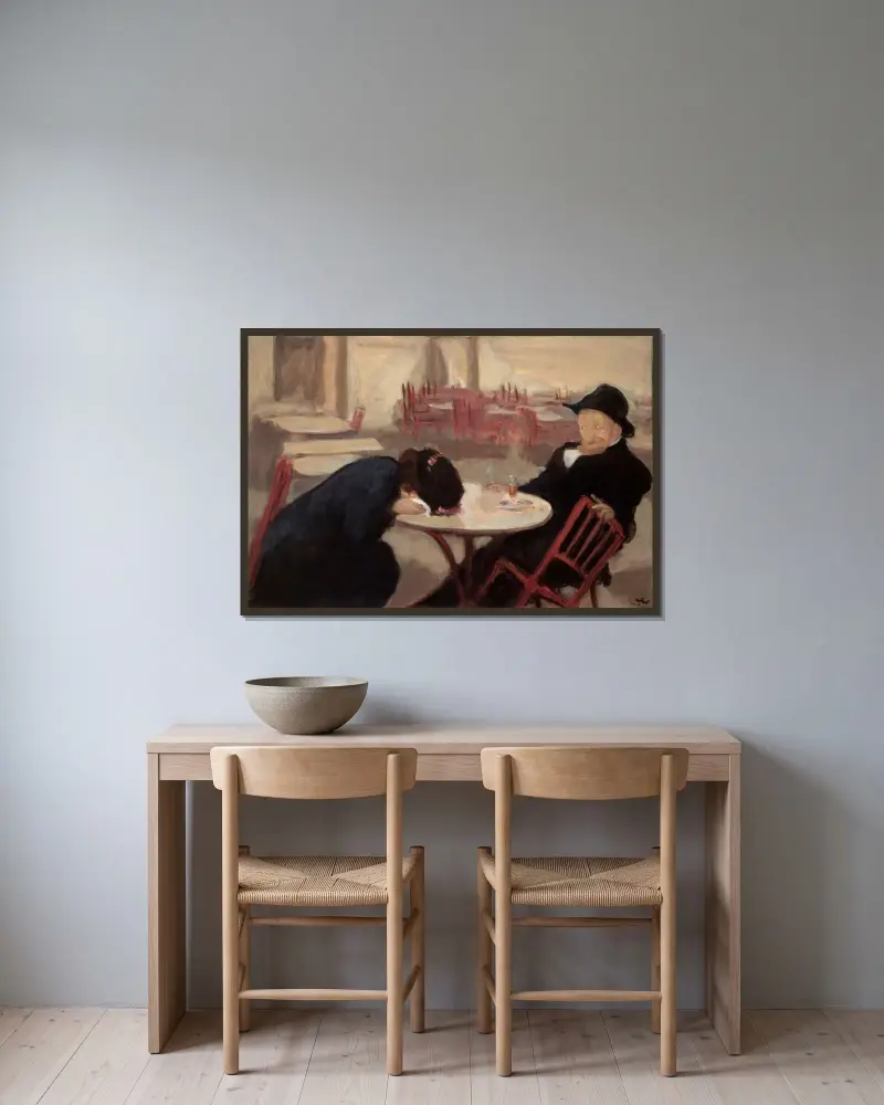 Der Dämon von Wojciech Weiss gerahmt an einer Wand