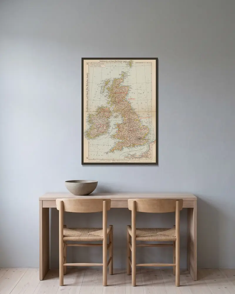 Großbritannien und Irland (Die Britischen Inseln) av Wolfgang Preuss inramad på en vägg