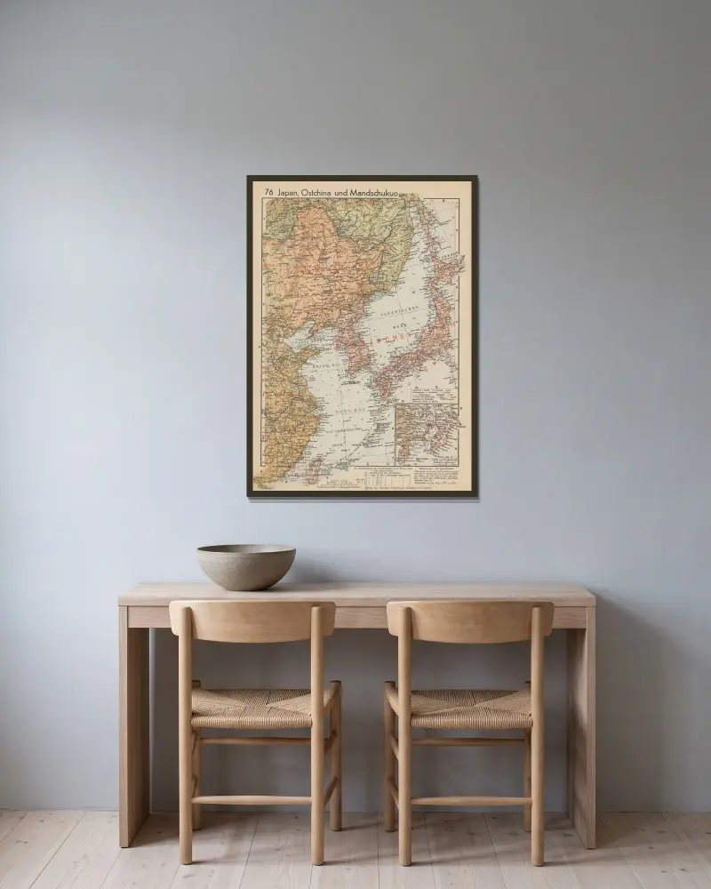 Japan, Ostchina und Mandschukuo von Wolfgang Preuss gerahmt an einer Wand
