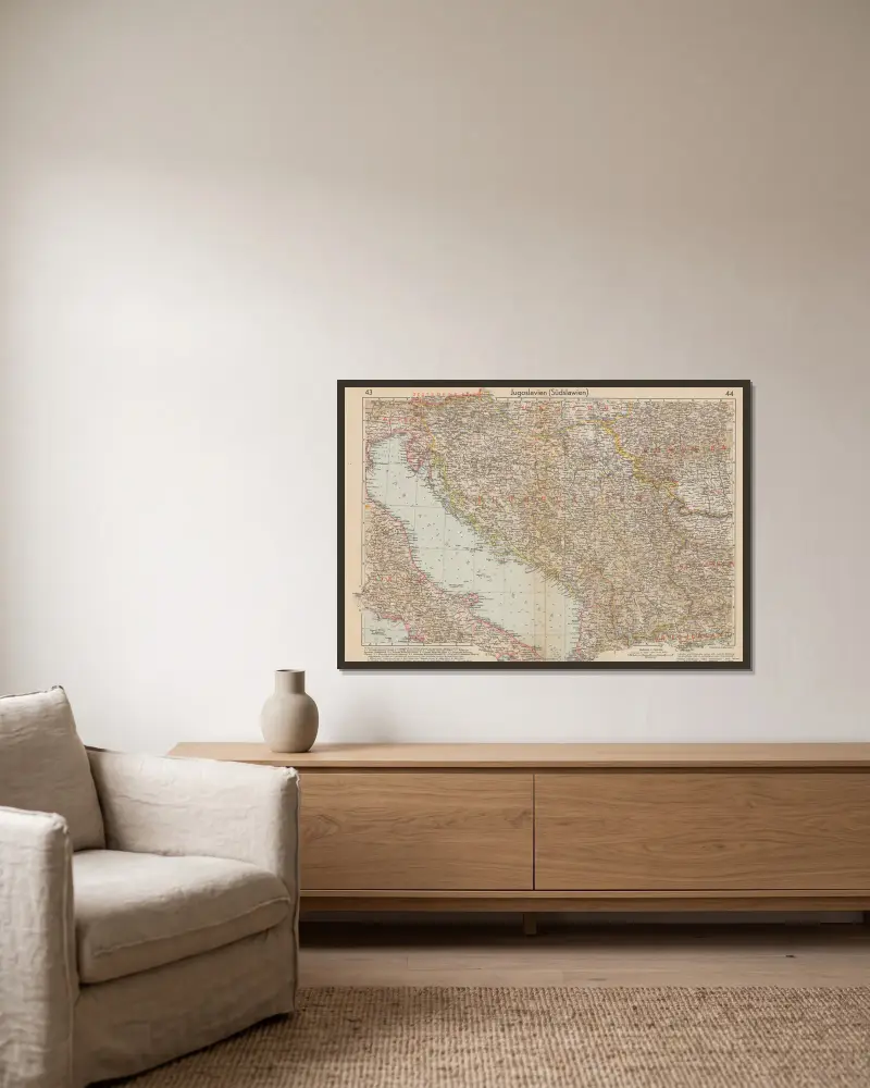 Jugoslawien (Südslawien) von Wolfgang Preuss gerahmt an einer Wand