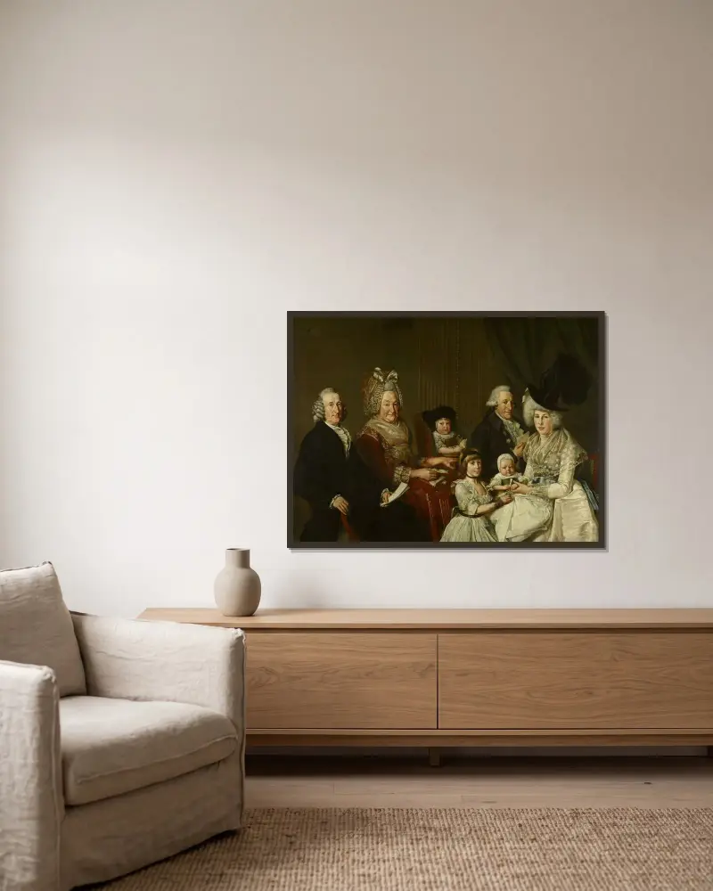 Pieter de Clercq (1731–1807) und seine Familie von Wybrand Hendriks gerahmt an einer Wand