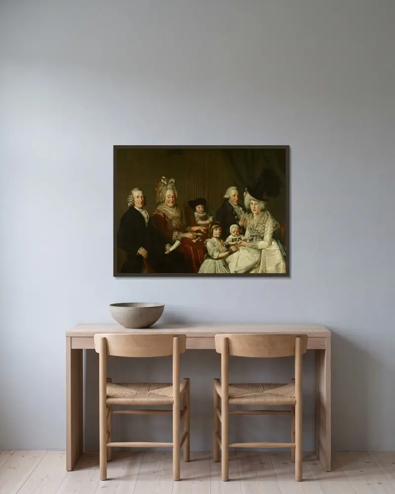 Pieter de Clercq (1731–1807) und seine Familie von Wybrand Hendriks gerahmt an einer Wand