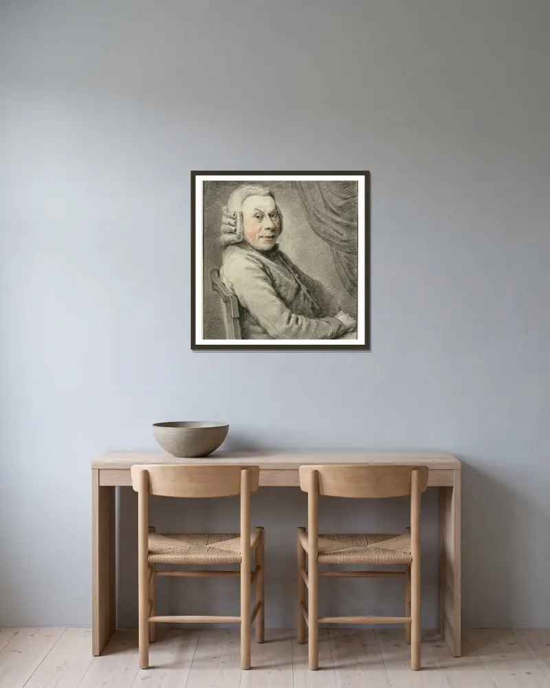 Portret van Cornelis van Noorde av Wybrand Hendriks inramad på en vägg