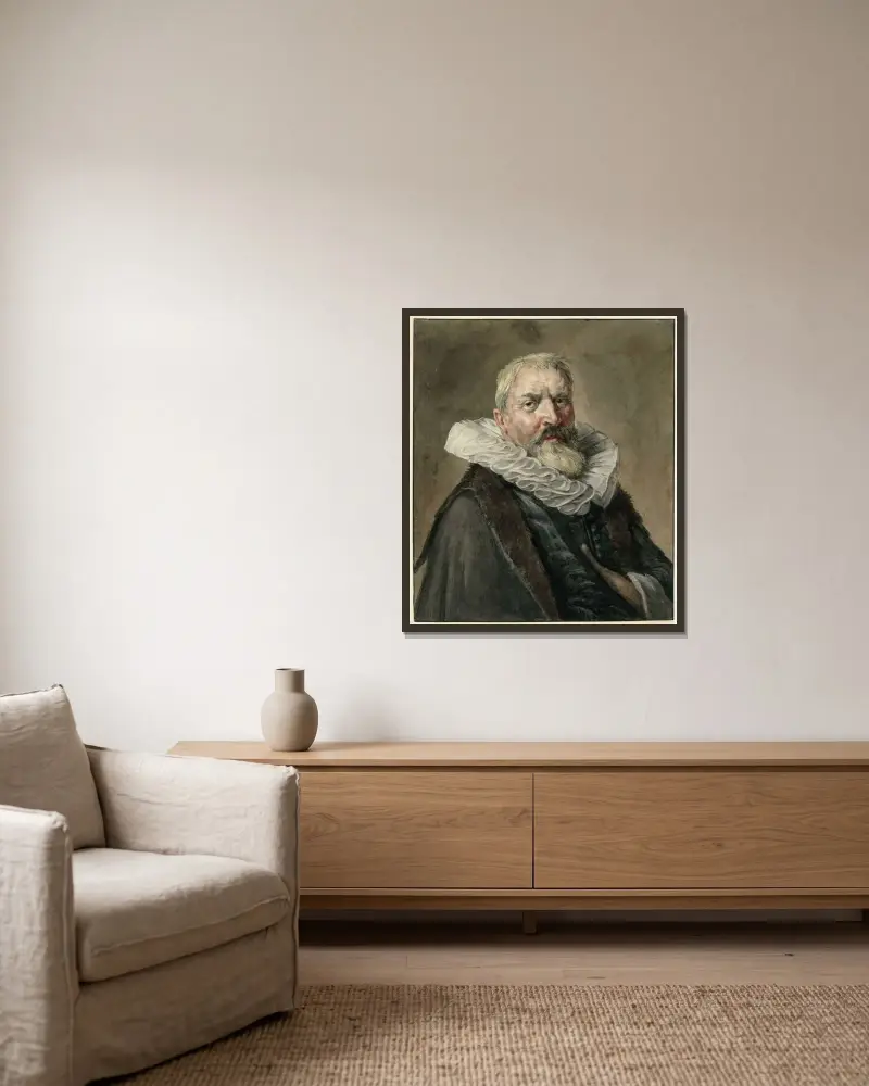 Porträt von Pieter Jacobszoon Olycan von Wybrand Hendriks gerahmt an einer Wand