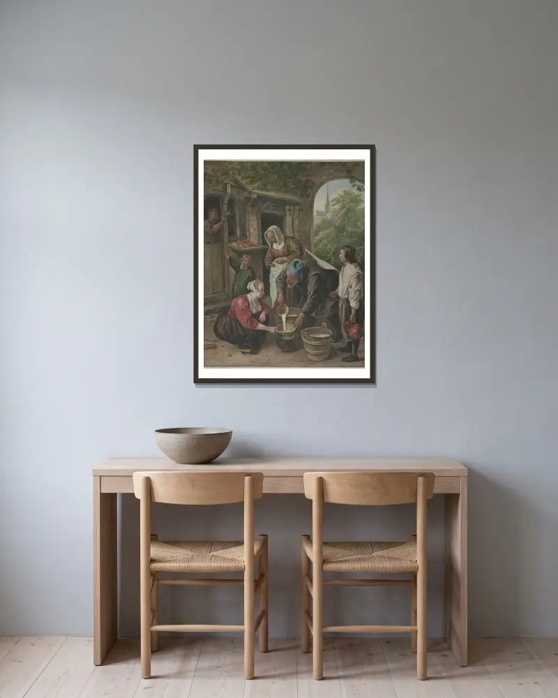 The milk seller av Wybrand Hendriks inramad på en vägg