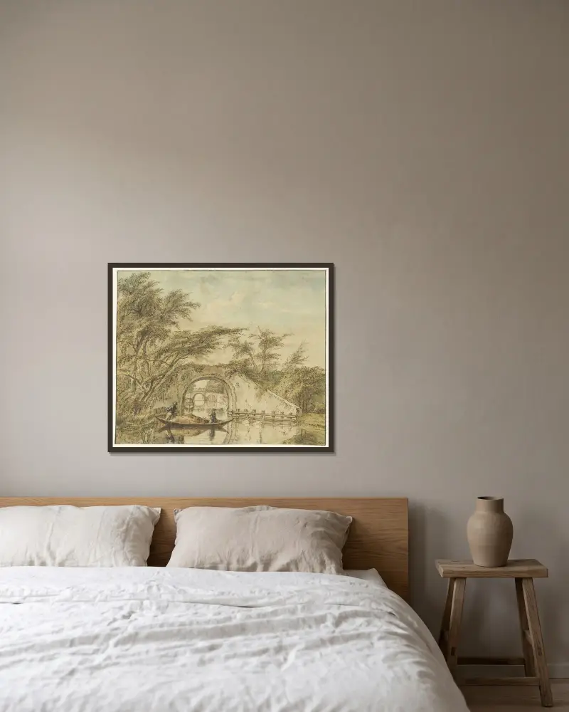 Ansicht vom Buiten Cingel auf die Nieuwe Gracht in Haarlem von Wybrand Hendriks gerahmt an einer Wand