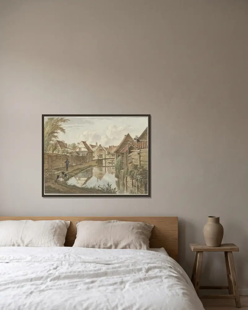 (Kromme) Voldersgracht, met op de achtergrond de Raaks av Wybrand Hendriks inramad på en vägg
