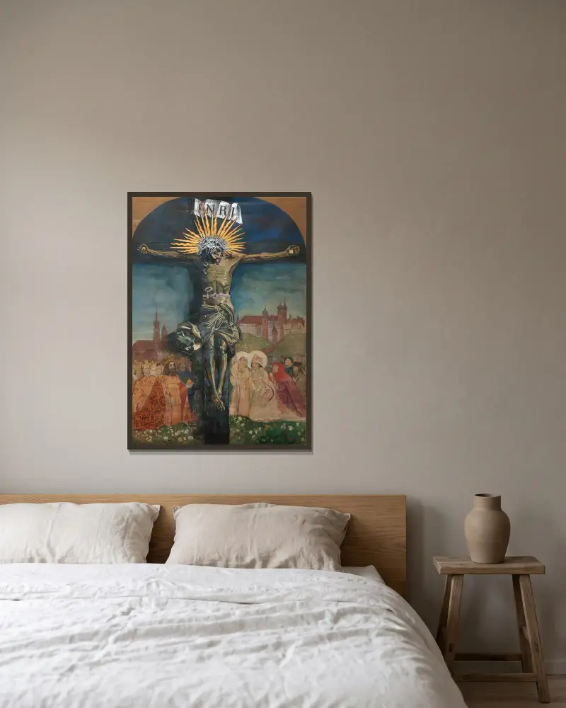 Chrystus na krzyżu, Leon Wyczółkowski w ramie na ścianie