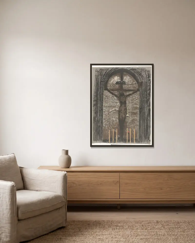 Christus von Leon Wyczółkowski gerahmt an einer Wand