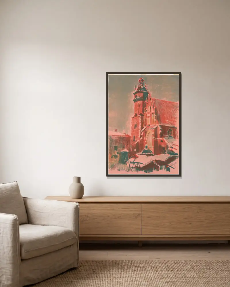 Corpus Christi Church in Krakow av Leon Wyczółkowski inramad på en vägg