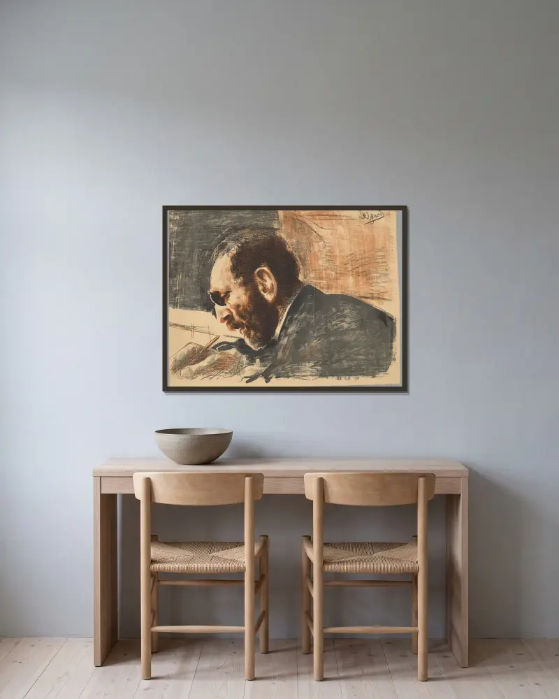 Feliks Jasieński av Leon Wyczółkowski inramad på en vägg