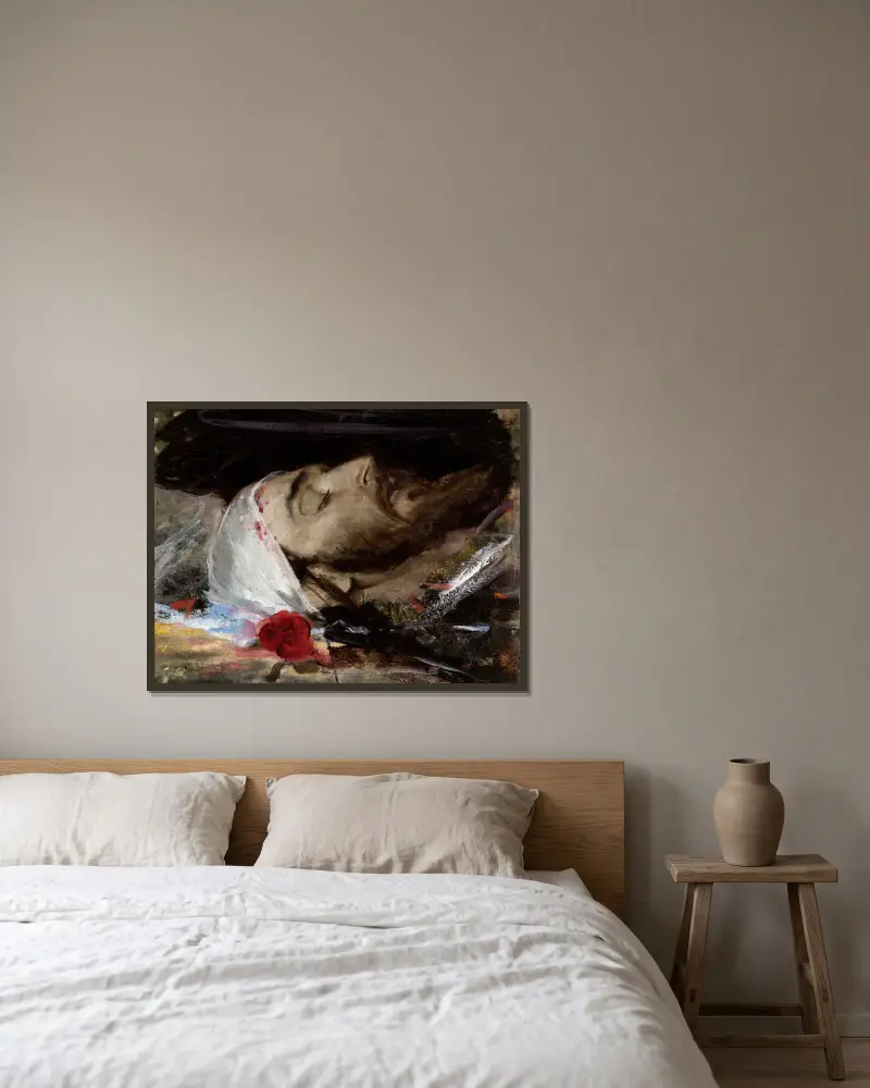 Head of Christ av Leon Wyczółkowski inramad på en vägg