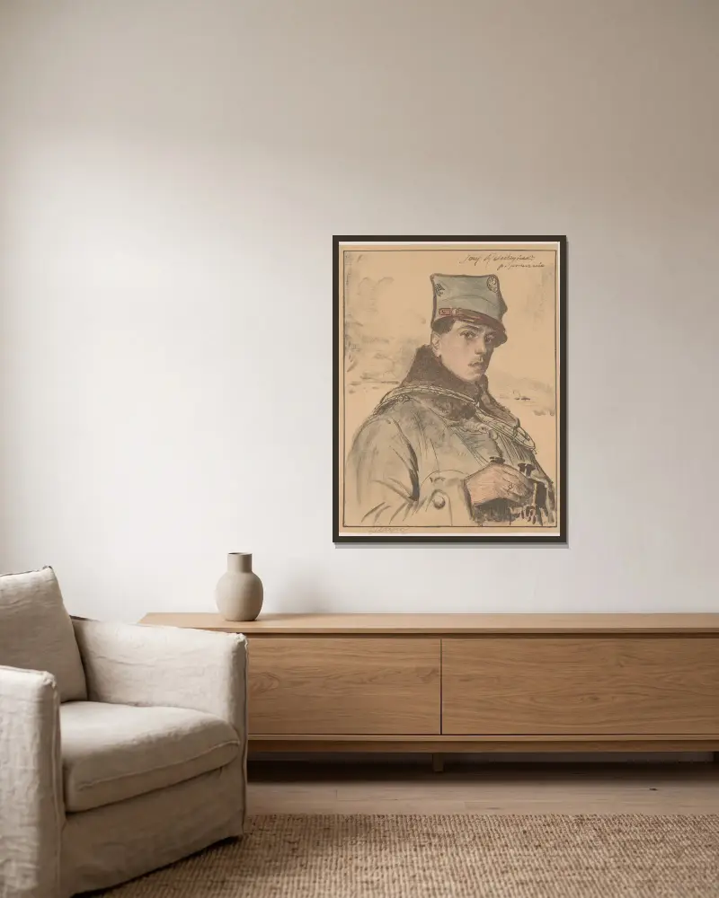 Józef Relidzyński, Leutnant von Leon Wyczółkowski gerahmt an einer Wand
