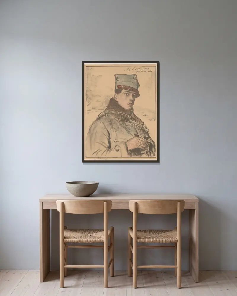 Józef Relidzyński, Leutnant von Leon Wyczółkowski gerahmt an einer Wand