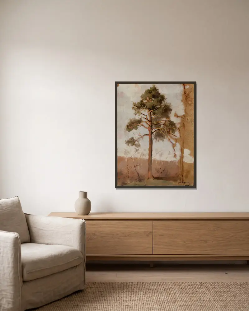 Pines at Połąga av Leon Wyczółkowski inramad på en vägg