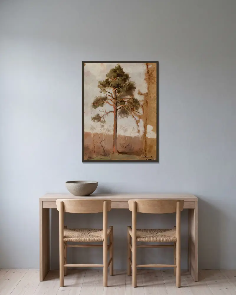 Pines at Połąga av Leon Wyczółkowski inramad på en vägg