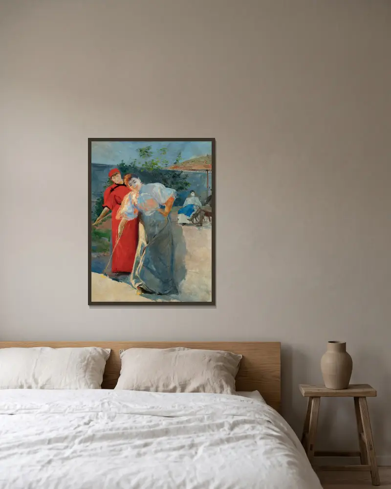 Krocketspiel (von 1892 bis 1895) von Leon Wyczółkowski gerahmt an einer Wand