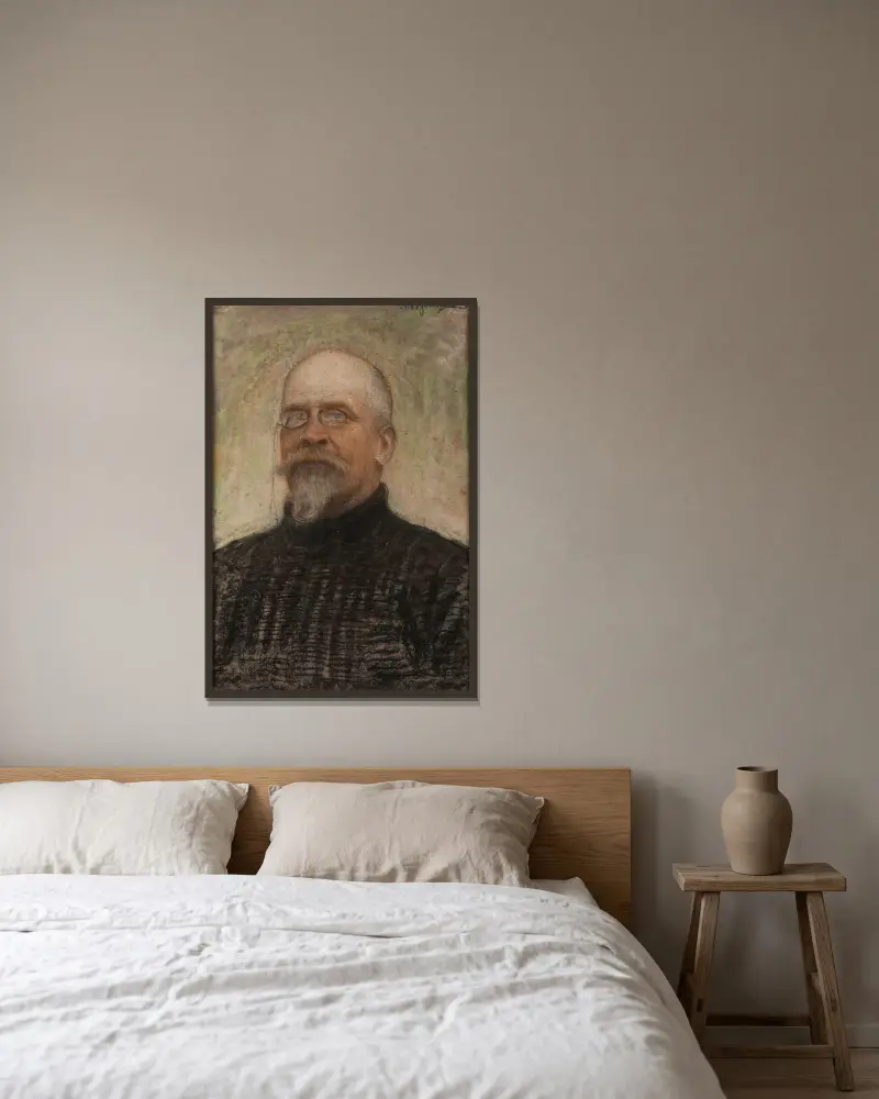 Portrait of Bruno Abdank-Abakanowicz av Leon Wyczółkowski inramad på en vägg