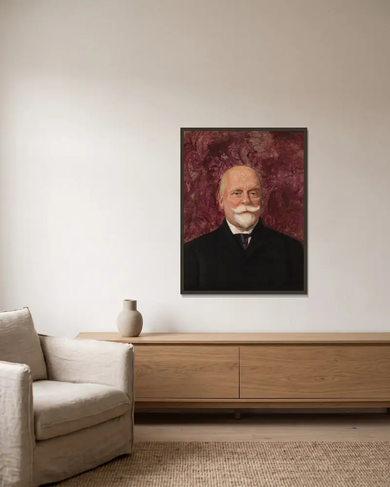 Portrait of Leon Biliński av Leon Wyczółkowski inramad på en vägg
