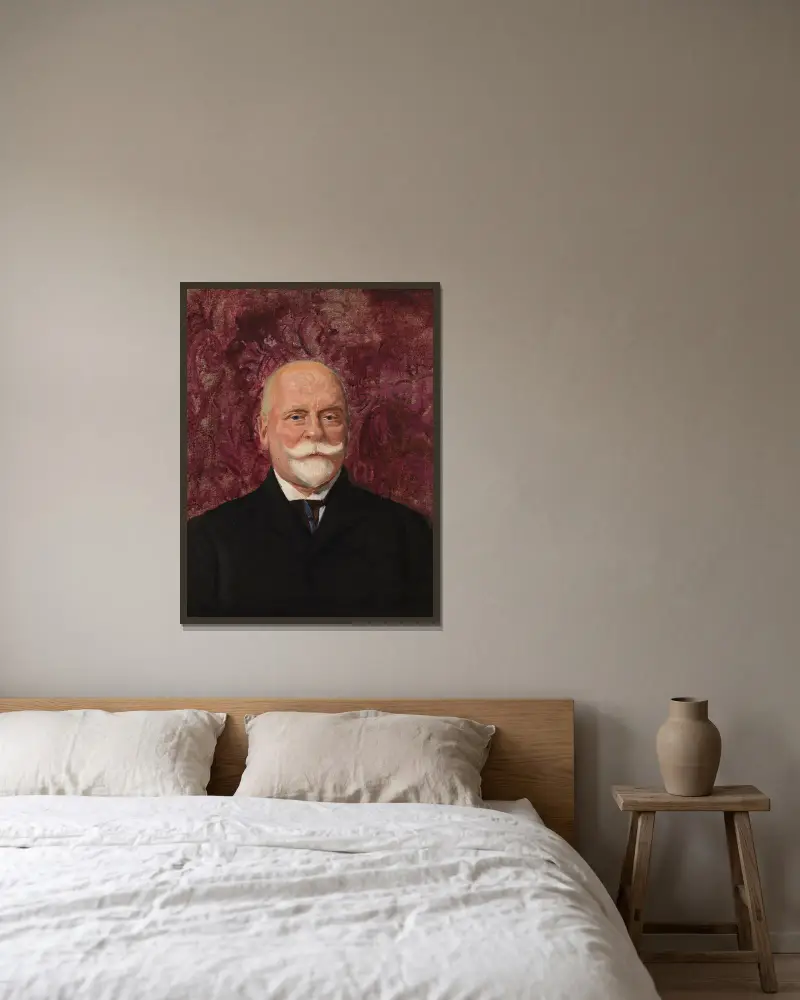Portrait of Leon Biliński av Leon Wyczółkowski inramad på en vägg