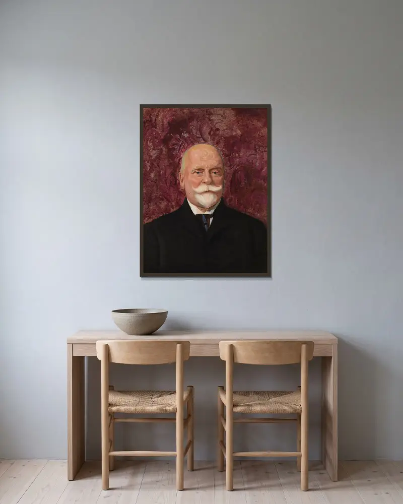 Portrait of Leon Biliński av Leon Wyczółkowski inramad på en vägg