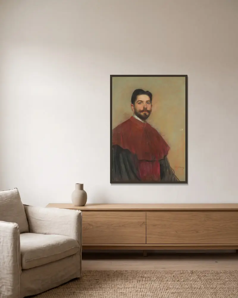 Portrait of Professor Leon Kryński av Leon Wyczółkowski inramad på en vägg