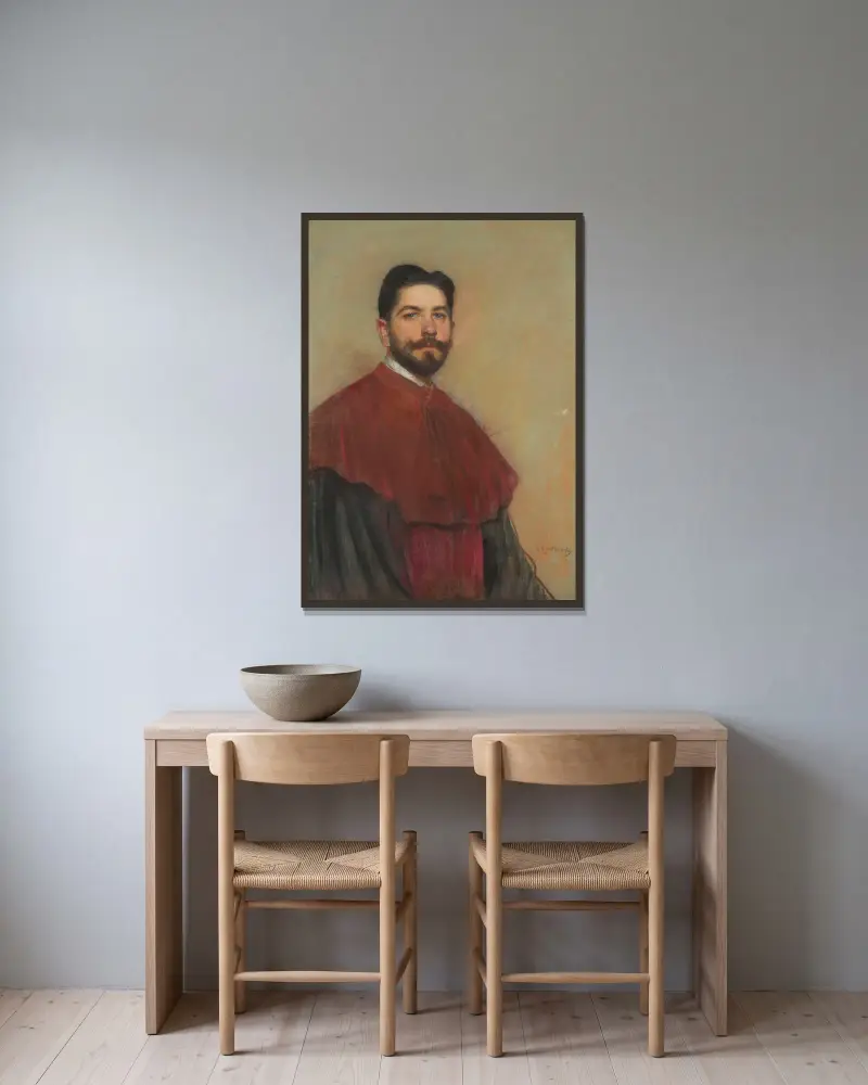 Portrait of Professor Leon Kryński av Leon Wyczółkowski inramad på en vägg