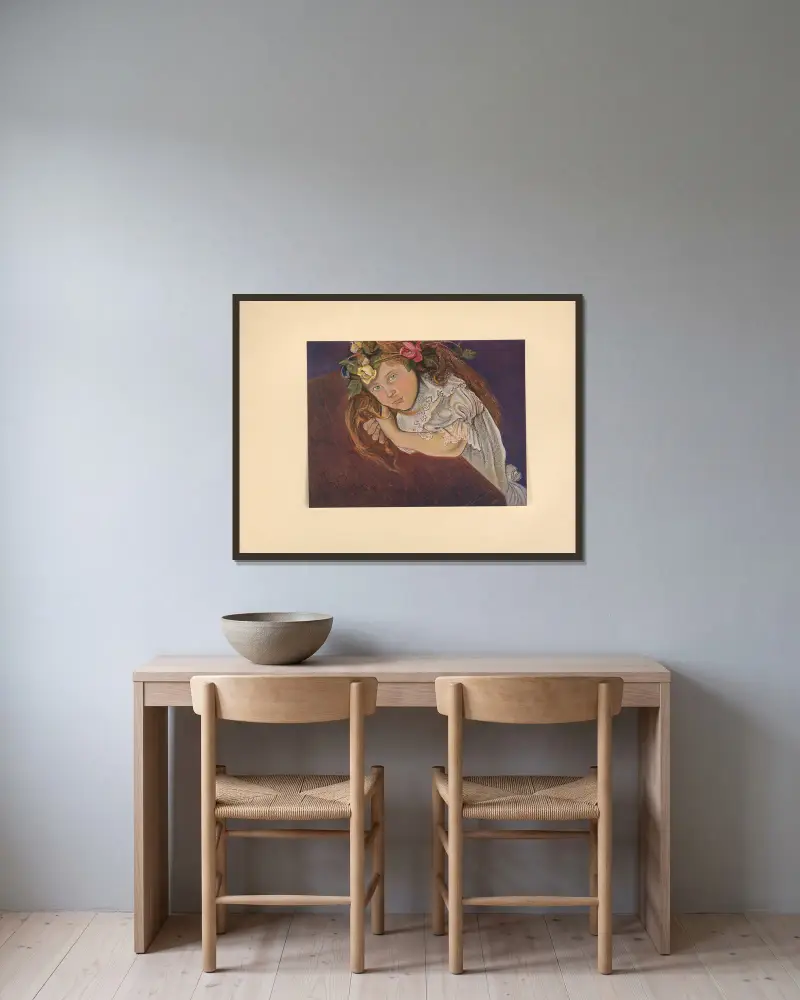 Mädchen von Stanisław Wyspiański gerahmt an einer Wand