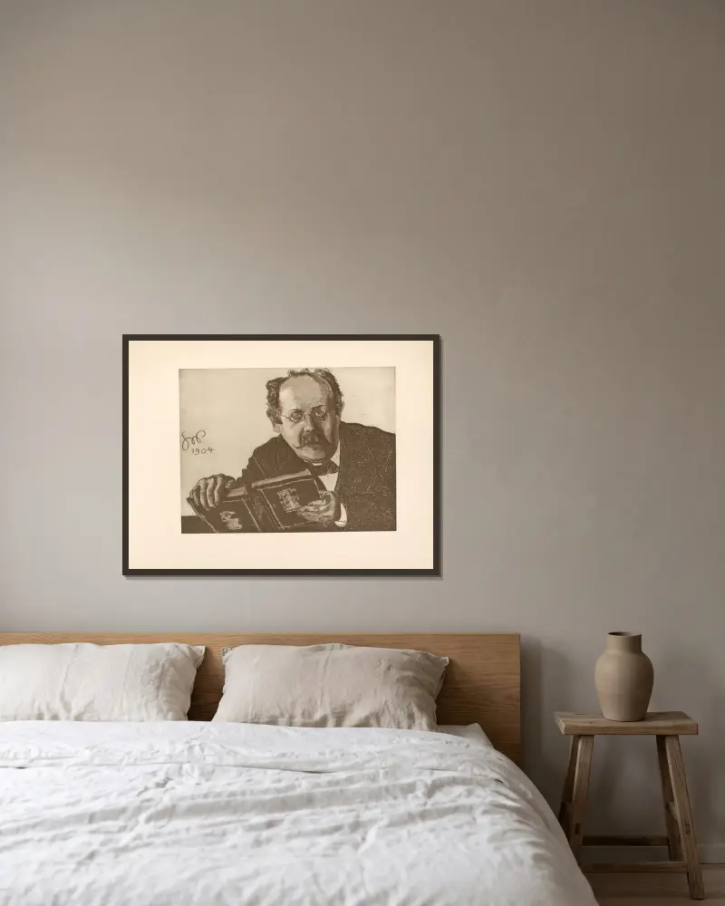 Portret Prof. Dr. Leona Sternbacha av Stanisław Wyspiański inramad på en vägg