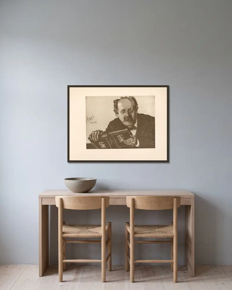Portret Prof. Dr. Leona Sternbacha av Stanisław Wyspiański inramad på en vägg