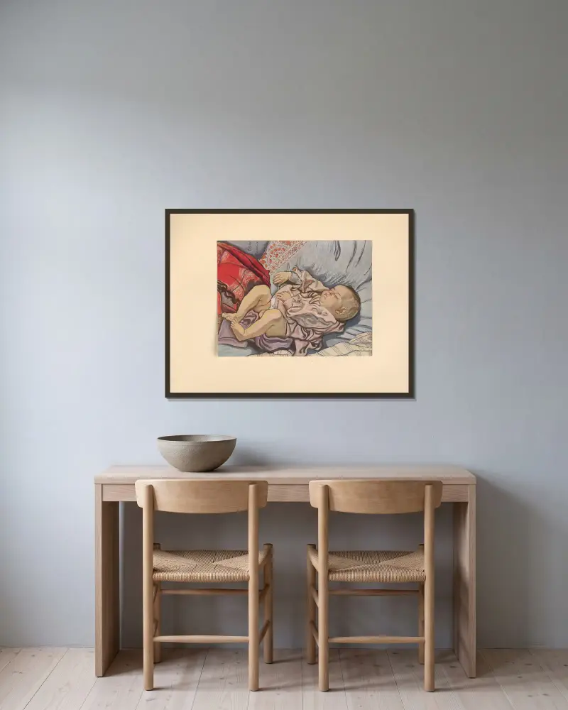 Der schlafende Stas von Stanisław Wyspiański gerahmt an einer Wand