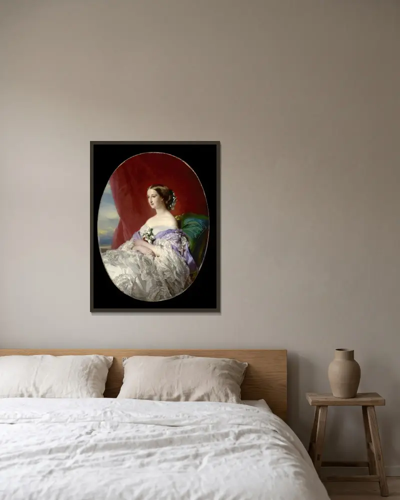 Kejsarinnan Eugénie av Franz Xaver Winterhalter inramad på en vägg