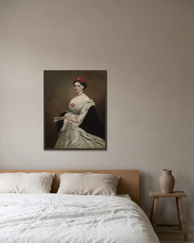 Louisa Hargreaves av Franz Xaver Winterhalter inramad på en vägg