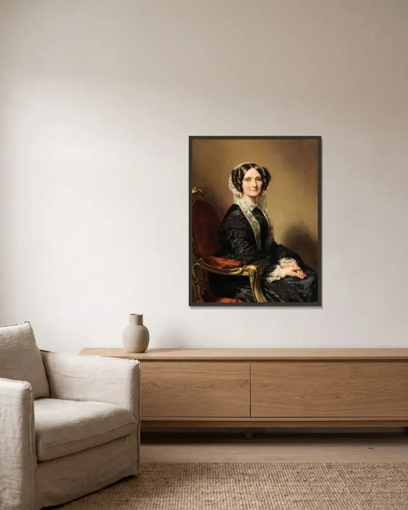 Porträtt av Madame François-Marie Delessert av Franz Xaver Winterhalter inramad på en vägg