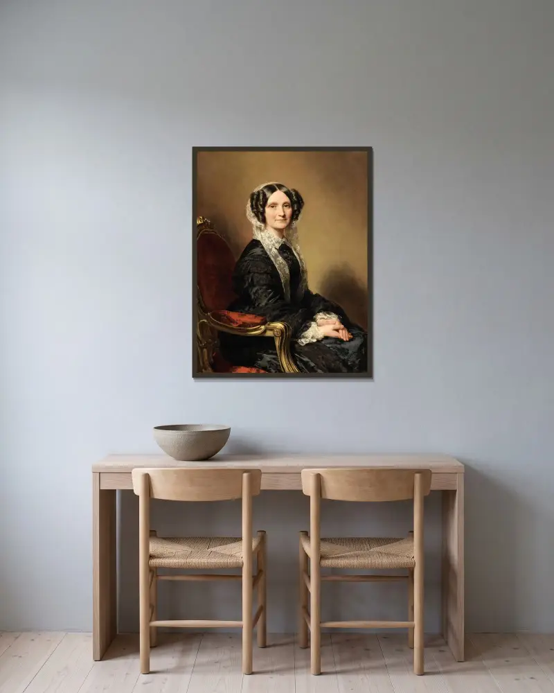 Porträtt av Madame François-Marie Delessert av Franz Xaver Winterhalter inramad på en vägg