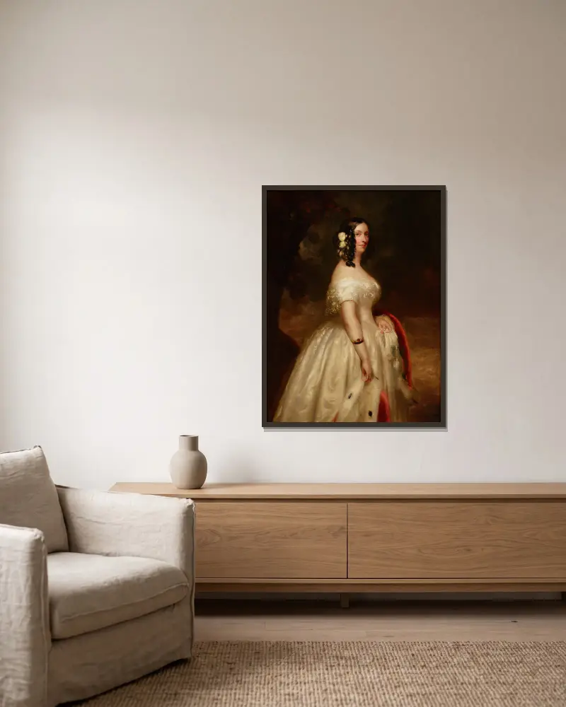 Portrait of a Lady – nr 1 av Franz Xaver Winterhalter inramad på en vägg