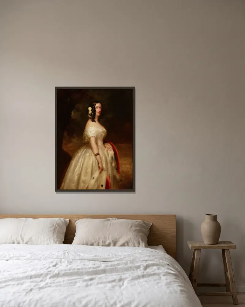 Portrait of a Lady – nr 1 av Franz Xaver Winterhalter inramad på en vägg