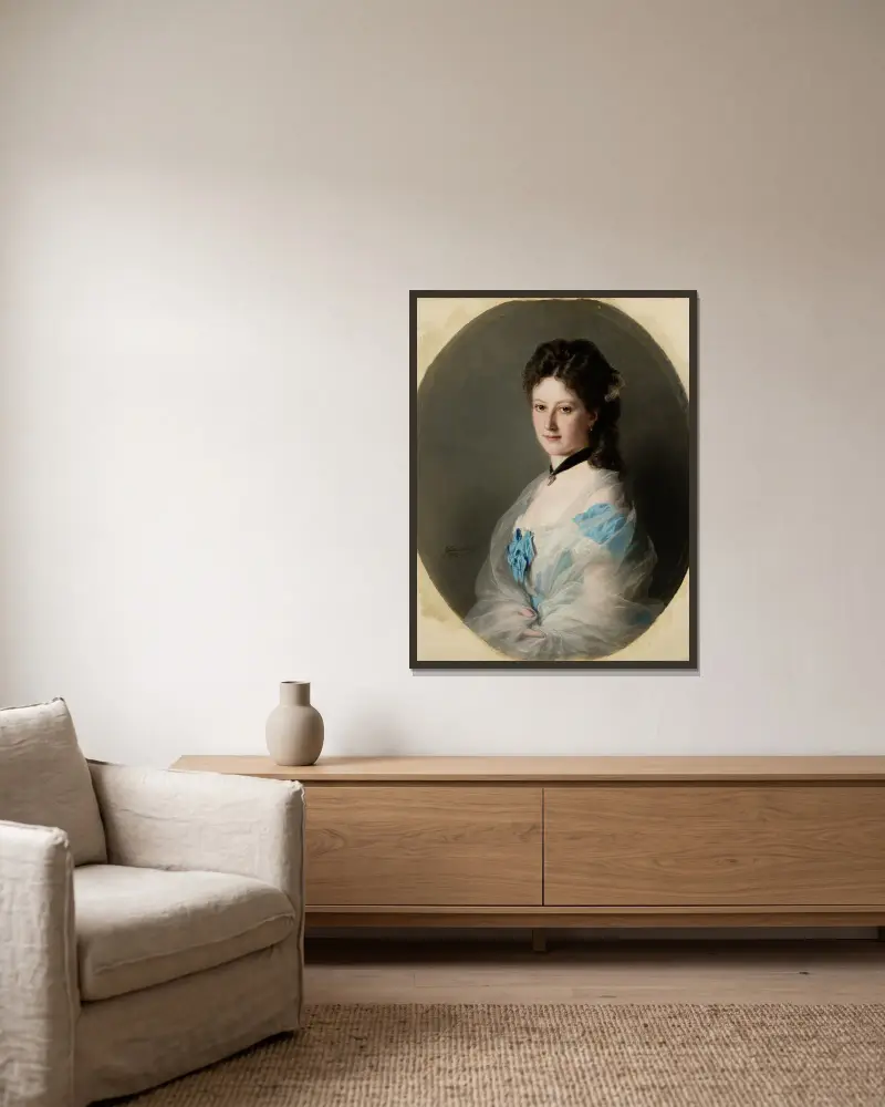 Portrait of Olga von Grunelius av Franz Xaver Winterhalter inramad på en vägg