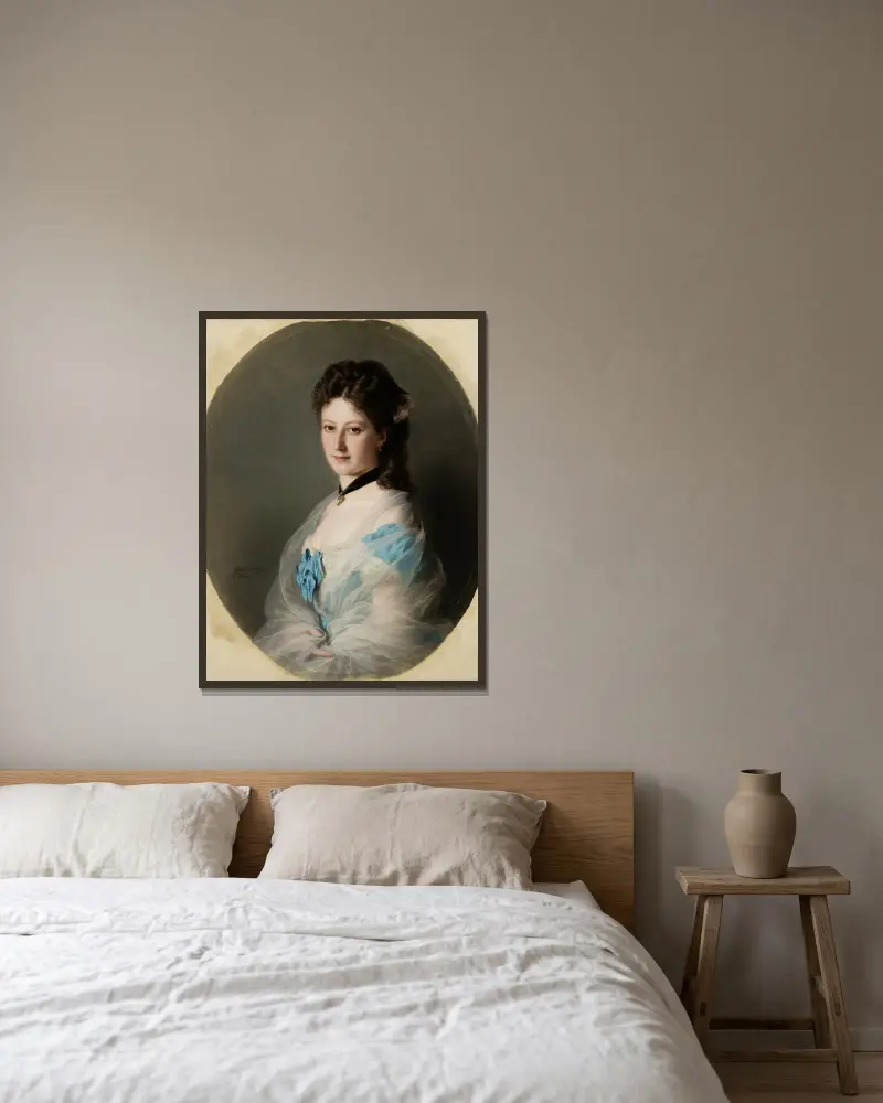 Portrait of Olga von Grunelius av Franz Xaver Winterhalter inramad på en vägg